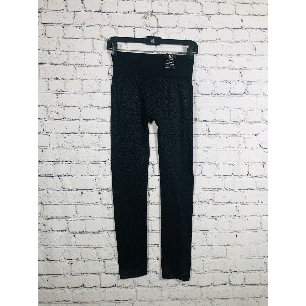 INC International Concepts Women Black Leopard Print Leggings High‎ Waist M/L